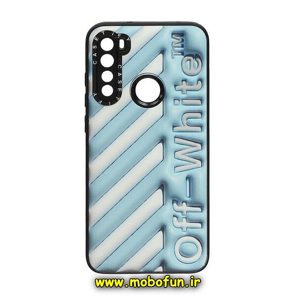 قاب گوشی Xiaomi Redmi Note 8 - Redmi Note 8 2021 شیائومی پشت گلس آینه ای CASETIFY طرح OFF-WHITE محافظ لنزدار مشکی کد 895