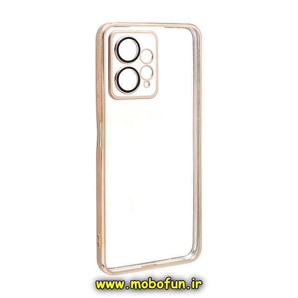 قاب گوشی Redmi Note 12 4G شیائومی طرح الکتروپلیتینگ ژله ای شفاف اورجینال یونیک کیس Unique Case محافظ لنز دار طلایی کد 210