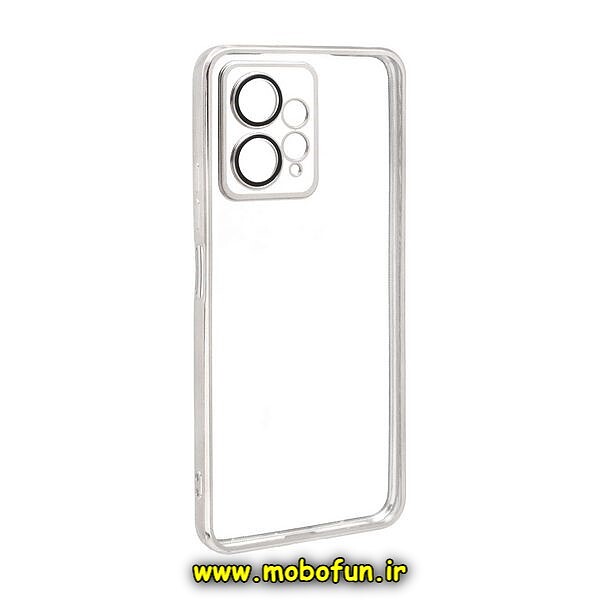 قاب گوشی Redmi Note 12 4G شیائومی طرح الکتروپلیتینگ ژله ای شفاف اورجینال یونیک کیس Unique Case محافظ لنز دار نقره ای کد 211