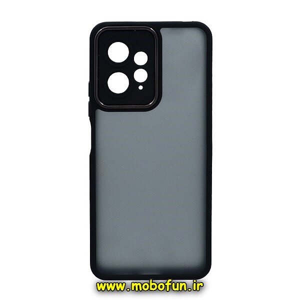قاب گوشی Redmi Note 12 4G شیائومی پشت مات متال کیس دور سیلیکونی محافظ لنزدار مشکی کد 212