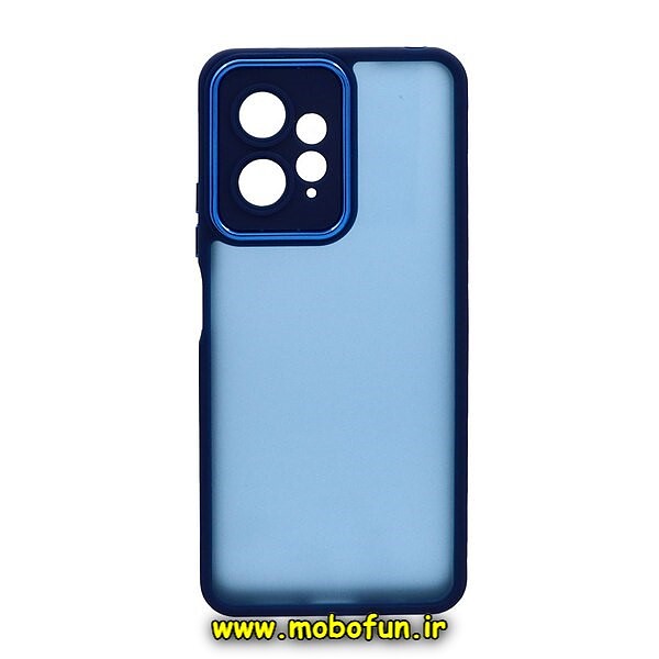 قاب گوشی Redmi Note 12 4G شیائومی پشت مات متال کیس دور سیلیکونی محافظ لنزدار سرمه ای کد 213
