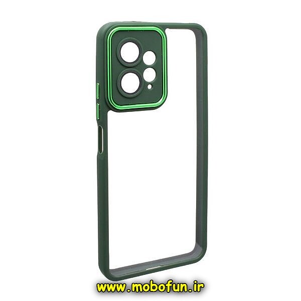 قاب گوشی Redmi Note 12 4G شیائومی متال کیس Metal پشت طلق شفاف شیشه ای محافظ لنزدار سبز کد 241