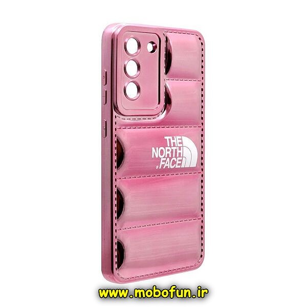 قاب گوشی Galaxy S21 FE سامسونگ سیلیکونی ژله ای براق THE NORTH FACE پافر PC زیر بسته محافظ لنز دار رزگلد کد 528