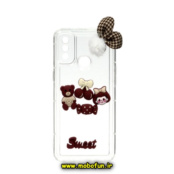 قاب گوشی Galaxy A10S سامسونگ طرح شفاف ژله ای سه بعدی برجسته عروسکی SWEET محافظ لنز دار پام پام زرشکی کد 662