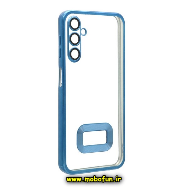 قاب گوشی Galaxy A24 سامسونگ طرح الکتروپلیتینگ مگ سیف ژله ای شفاف اورجینال یونیک کیس Unique Case محافظ لنز دار آبی کد 274