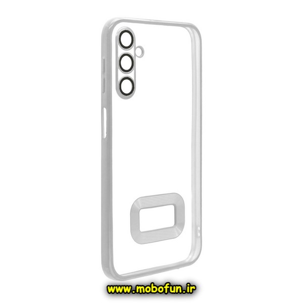 قاب گوشی Galaxy A24 سامسونگ طرح الکتروپلیتینگ مگ سیف ژله ای شفاف اورجینال یونیک کیس Unique Case محافظ لنز دار نقره ای کد 277