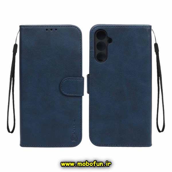 کیف گوشی Galaxy A24 سامسونگ مگنتی نیلکین NILLKIN طرح چرم کتابی محافظ لنزدار سرمه ای کد 280