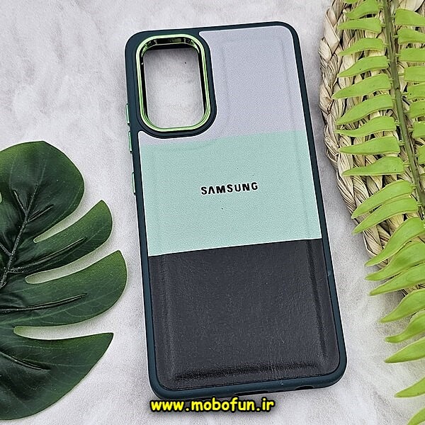 قاب گوشی Galaxy A32 4G سامسونگ اورجینال طرح چرمی کلاسیک HARD متال کیس سه خط رنگی کد 991