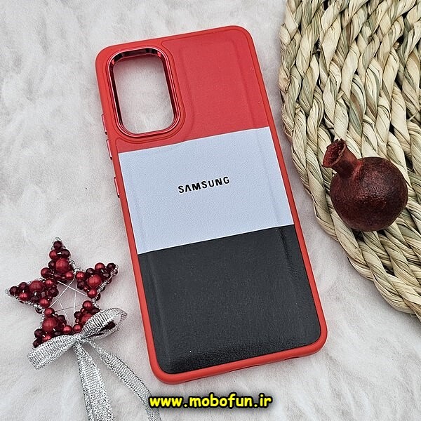قاب گوشی Galaxy A32 4G سامسونگ اورجینال طرح چرمی کلاسیک HARD متال کیس سه خط رنگی کد 993