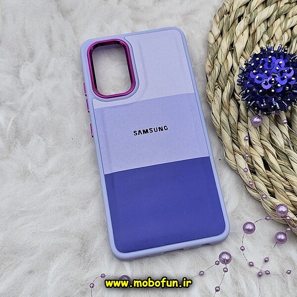 قاب گوشی Galaxy A32 4G سامسونگ اورجینال طرح چرمی کلاسیک HARD متال کیس سه خط رنگی کد 995