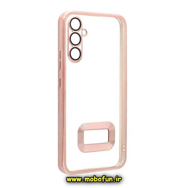 قاب گوشی Galaxy A34 5G سامسونگ طرح الکتروپلیتینگ مگ سیف ژله ای شفاف اورجینال یونیک کیس Unique Case محافظ لنز دار رزگلد کد 441