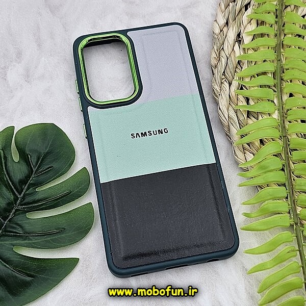 قاب گوشی Galaxy A52 4G - Galaxy A52 5G - Galaxy A52S سامسونگ اورجینال طرح چرمی کلاسیک HARD متال کیس سه خط رنگی کد 1195