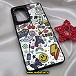 قاب گوشی Galaxy A53 5G سامسونگ پشت گلس آینه ای اورجینال CASETIFY طرح ایموجی و استیکر محافظ لنزدار مشکی کد 765