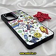 قاب گوشی Galaxy A53 5G سامسونگ پشت گلس آینه ای اورجینال CASETIFY طرح ایموجی و استیکر محافظ لنزدار مشکی کد 765