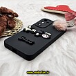 قاب گوشی Galaxy A54 سامسونگ طرح سیلیکونی ژله ای سه بعدی برجسته عروسکی محافظ لنز دار پام پام مشکی کد 519