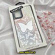 قاب گوشی Galaxy A72 سامسونگ پشت گلس آینه ای اورجینال CASETIFY طرح پروانه کیوت محافظ لنزدار مشکی کد 528