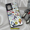 قاب گوشی Galaxy A73 سامسونگ پشت گلس آینه ای اورجینال CASETIFY طرح ایموجی و استیکر محافظ لنزدار مشکی کد 723