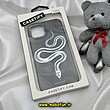 قاب گوشی iPhone 11 Pro آیفون پشت گلس آینه ای اورجینال CASETIFY طرح مار SNAKE محافظ لنزدار مشکی کد 473