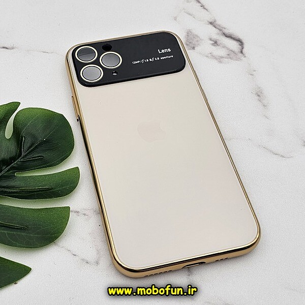 قاب گوشی iPhone 11 Pro آیفون مدل PVD اورجینال ضد خش پشت گلس شیشه ای Camera Lens محافظ لنز دار طلایی کد 483