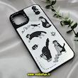 قاب گوشی iPhone 11 Pro Max آیفون پشت گلس آینه ای اورجینال CASETIFY طرح گربه بازیگوش محافظ لنزدار مشکی کد 607