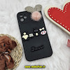 قاب گوشی iPhone 11 Pro Max آیفون طرح سیلیکونی ژله ای سه بعدی برجسته عروسکی محافظ لنز دار پام پام مشکی کد 608
