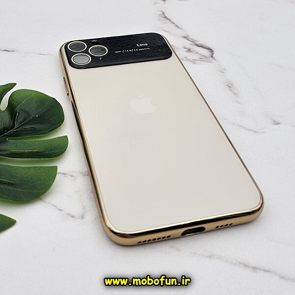 قاب گوشی iPhone 11 Pro Max آیفون مدل PVD اورجینال ضد خش پشت گلس شیشه ای Camera Lens محافظ لنز دار طلایی کد 614