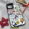 قاب گوشی iPhone 12 Pro Max آیفون پشت گلس آینه ای اورجینال CASETIFY طرح ایموجی و استیکر محافظ لنزدار مشکی کد 692