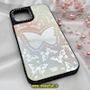 قاب گوشی iPhone 12 Pro Max آیفون پشت گلس آینه ای اورجینال CASETIFY طرح پروانه کیوت محافظ لنزدار مشکی کد 693