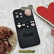 قاب گوشی iPhone 13 Pro Max آیفون طرح سیلیکونی ژله ای سه بعدی برجسته عروسکی محافظ لنز دار پام پام مشکی کد 588