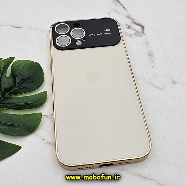 قاب گوشی iPhone 13 Pro Max آیفون مدل PVD اورجینال ضد خش پشت گلس شیشه ای Camera Lens محافظ لنز دار طلایی کد 594