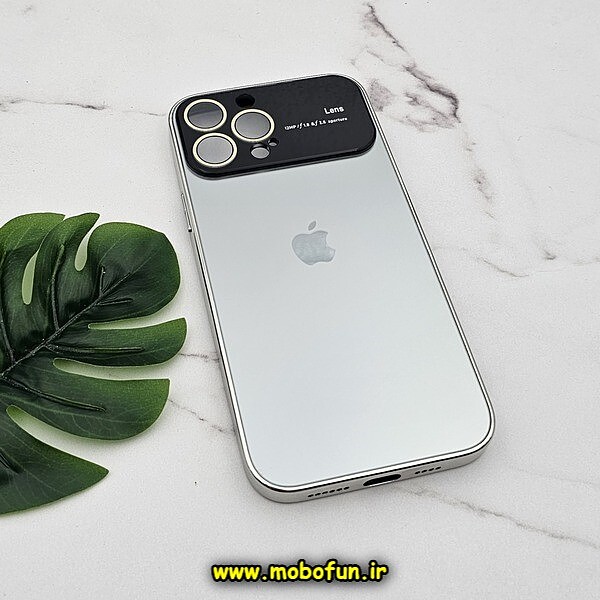 قاب گوشی iPhone 13 Pro Max آیفون مدل PVD اورجینال ضد خش پشت گلس شیشه ای Camera Lens محافظ لنز دار نقره ای کد 597