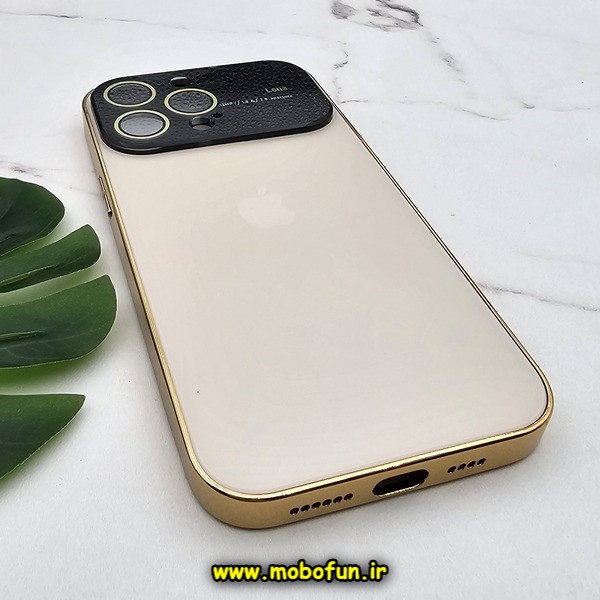 قاب گوشی iPhone 14 Pro Max آیفون مدل PVD اورجینال ضد خش پشت گلس شیشه ای Camera Lens محافظ لنز دار طلایی کد 245