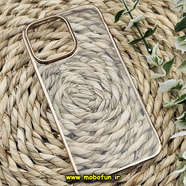 قاب گوشی iPhone 14 Pro Max آیفون طرح طلقی شیشه ای Camera Lens شفاف اورجینال KAOU سری الکتروپلیتینگ طلقی شفاف رنگ طلایی کد 252