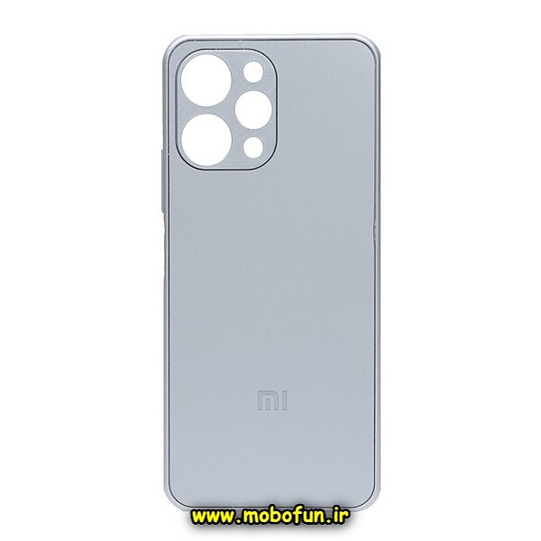 قاب گوشی Redmi 12 شیائومی مدل PVD ضد خش پشت گلس شیشه ای محافظ لنز دار نقره ای کد 26