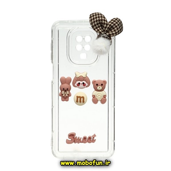 قاب گوشی Redmi Note 9S - Redmi Note 9 Pro شیائومی طرح شفاف ژله ای سه بعدی برجسته عروسکی SWEET محافظ لنز دار پام پام گلبهی کد 982