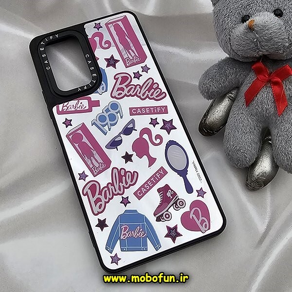 قاب گوشی Redmi Note 10 Pro - Redmi Note 10 Pro Max شیائومی پشت گلس آینه ای اورجینال CASETIFY طرح باربی Barbie محافظ لنزدار مشکی کد 722