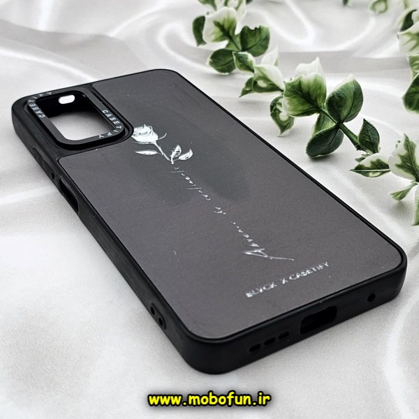 قاب گوشی Redmi Note 11 4G - Redmi Note 11S شیائومی پشت گلس آینه ای اورجینال CASETIFY طرح رز سفید من محافظ لنزدار مشکی کد E25-177372