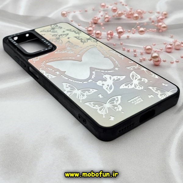 قاب گوشی Redmi Note 11 Pro 4G Global - Redmi Note 11 Pro 5G Global - Redmi Note 11E Pro 5G - Redmi Note 12 Pro 4G شیائومی پشت گلس آینه ای اورجینال CASETIFY طرح پروانه کیوت محافظ لنزدار مشکی کد E25-177375
