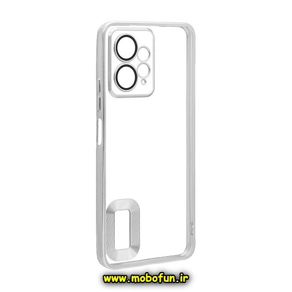 قاب گوشی Redmi Note 12 4G شیائومی طرح الکتروپلیتینگ مگ سیف ژله ای شفاف اورجینال یونیک کیس Unique Case محافظ لنز دار نقره ای کد 252