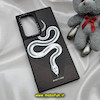 قاب گوشی Galaxy S22 Ultra سامسونگ پشت گلس آینه ای اورجینال CASETIFY طرح مار SNAKE محافظ لنزدار مشکی کد 356