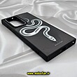 قاب گوشی Galaxy S22 Ultra سامسونگ پشت گلس آینه ای اورجینال CASETIFY طرح مار SNAKE محافظ لنزدار مشکی کد 356