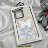 قاب گوشی Galaxy S22 Ultra سامسونگ پشت گلس آینه ای اورجینال CASETIFY طرح پروانه کیوت محافظ لنزدار مشکی کد 359