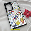قاب گوشی Galaxy S23 Ultra سامسونگ پشت گلس آینه ای اورجینال CASETIFY طرح ایموجی و استیکر محافظ لنزدار مشکی کد 246