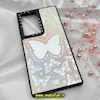 قاب گوشی Galaxy S23 Ultra سامسونگ پشت گلس آینه ای اورجینال CASETIFY طرح پروانه کیوت محافظ لنزدار مشکی کد 247