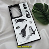 قاب گوشی Galaxy S23 Ultra سامسونگ پشت گلس آینه ای اورجینال CASETIFY طرح گربه بازیگوش محافظ لنزدار مشکی کد 248