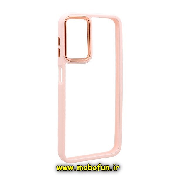 قاب گوشی Galaxy A14 4G - Galaxy A14 5G سامسونگ اورجینال متال کیس Metal طرح پشت طلق شفاف دور سیلیکونی گلبهی کد 548
