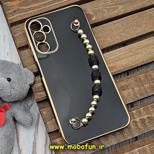 قاب گوشی Galaxy A14 4G - Galaxy A14 5G سامسونگ طرح مای کیس گلد لاین لاکچری دستبندی نگین دار مرواریدی مشکی کد 550