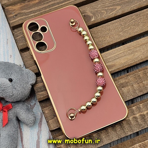 قاب گوشی Galaxy A14 4G - Galaxy A14 5G سامسونگ طرح مای کیس گلد لاین لاکچری دستبندی نگین دار مرواریدی آجری کد 552