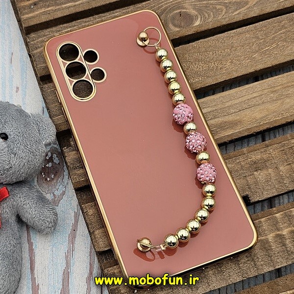 قاب گوشی Galaxy A32 4G سامسونگ طرح مای کیس گلد لاین لاکچری دستبندی نگین دار مرواریدی آجری کد 1005