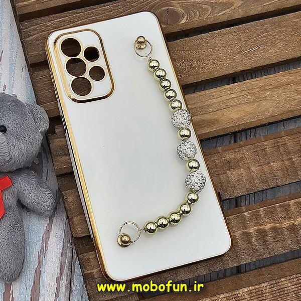 قاب گوشی Galaxy A33 5G سامسونگ طرح مای کیس گلد لاین لاکچری دستبندی نگین دار مرواریدی سفید کد 542